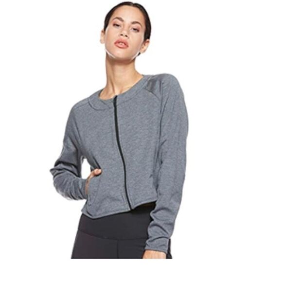 Women’s Adidas Gray Designed to move cropped zip up jacket athletic athleisure - Picture 1 of 7